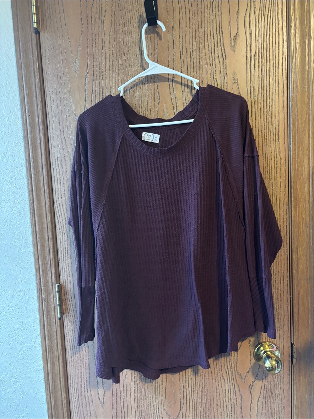 Women's Ribbed Long-Sleeve Tee in Plum